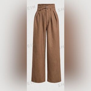 SHEIN High Waisted Wide Leg Brown Pants